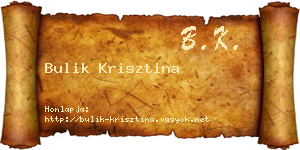 Bulik Krisztina névjegykártya